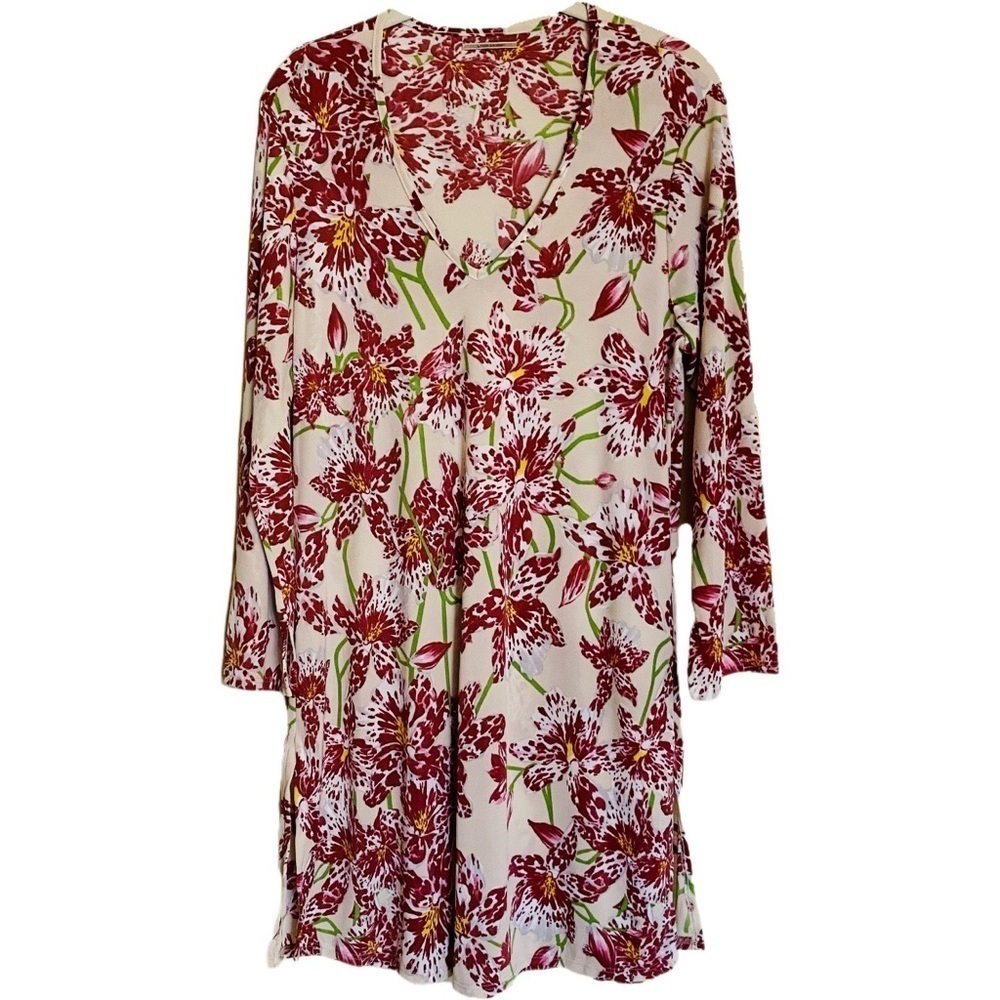 LYGIA & NANNY Floral Colorful Slip Dress Sz Medium Summer Spring Casual Cottage